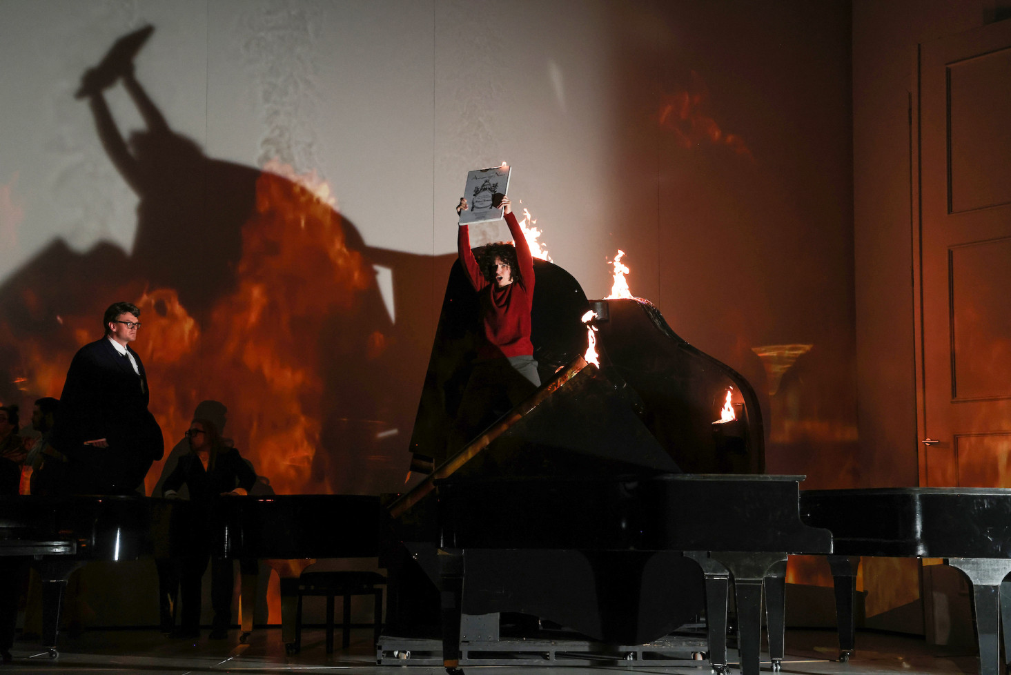 Burning pianos stage.